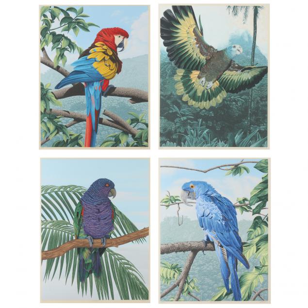 dallas-e-john-american-born-1945-four-large-parrot-silkscreen-prints