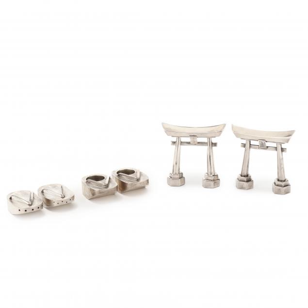 grouping-of-japanese-silver-shinto-gate-and-geta-form-salts
