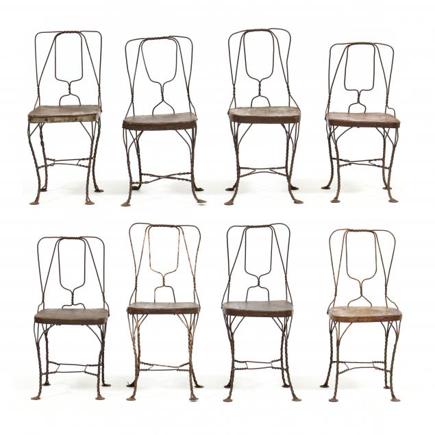 set-of-eight-french-wire-garden-chairs