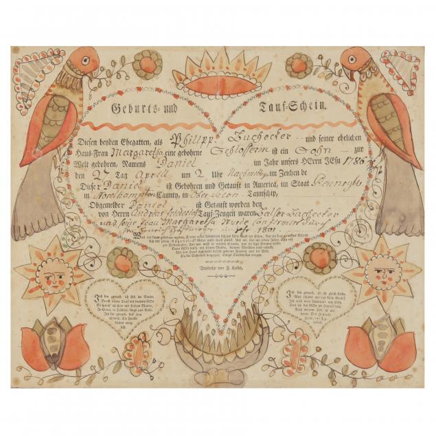 friedrich-krebs-american-1749-1815-pennsylvania-birth-and-baptismal-fraktur