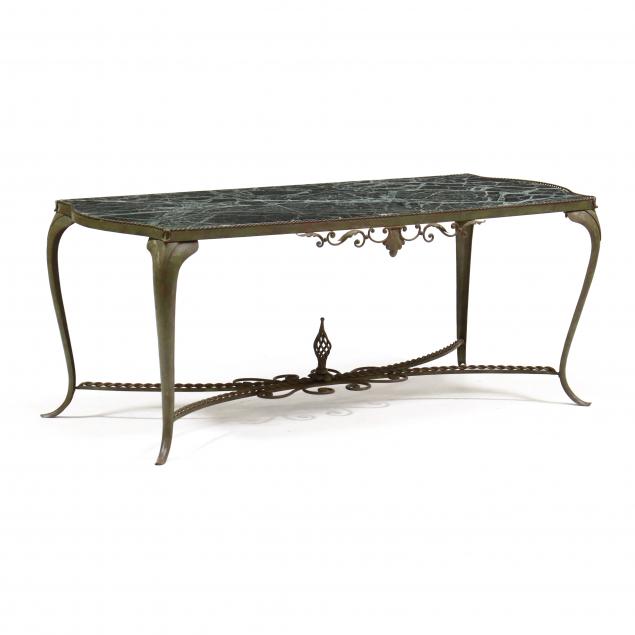 painted-iron-and-marble-top-coffee-table