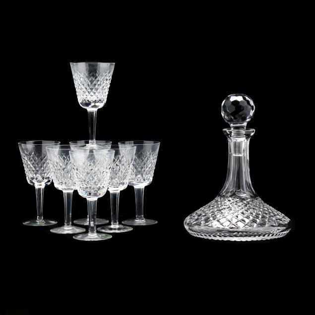 waterford-crystal-ship-s-decanter-and-seven-stems