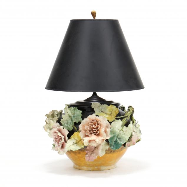 french-barbotine-majolica-jardiniere-table-lamp