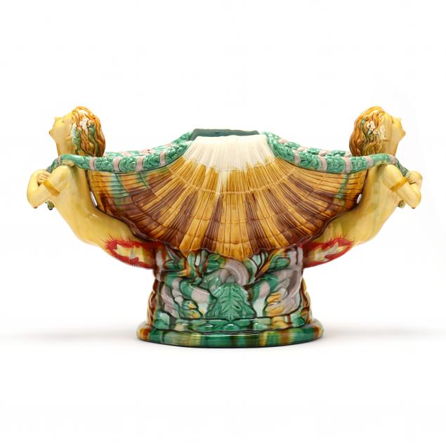 majolica-figural-centerpiece-planter