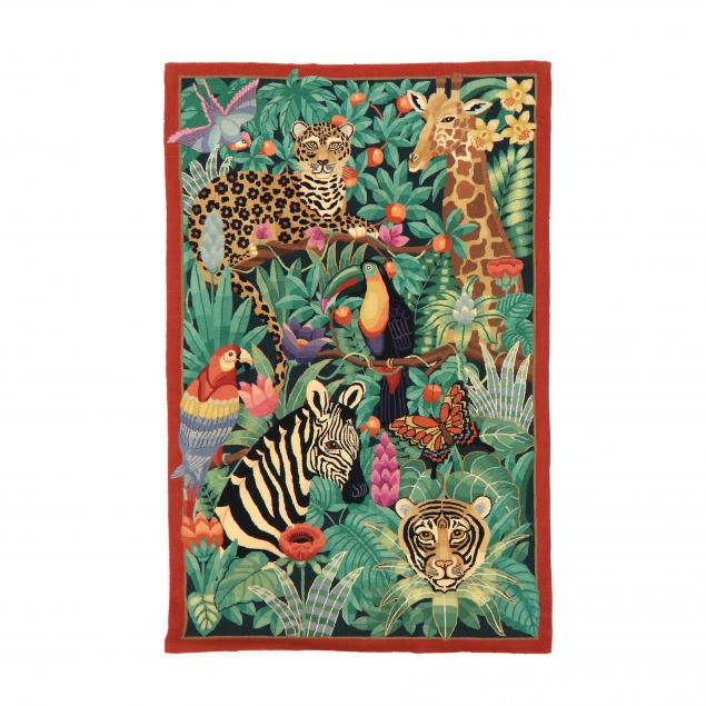 vintage-jungle-themed-hooked-area-rug