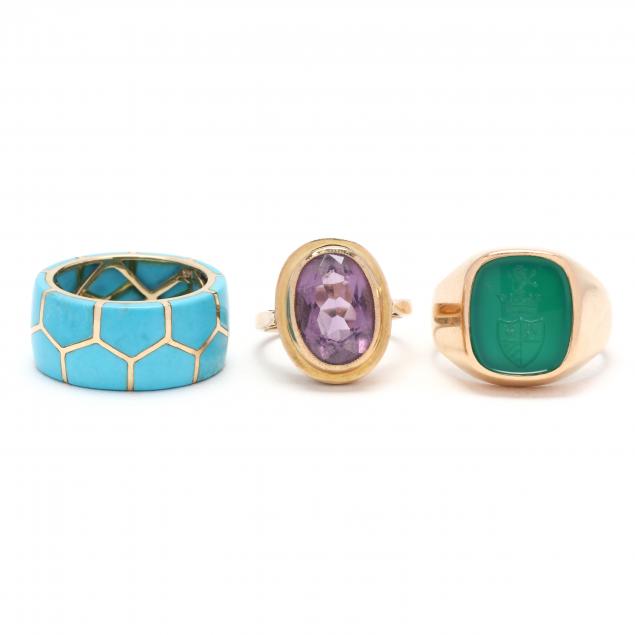 three-gold-and-gem-set-rings