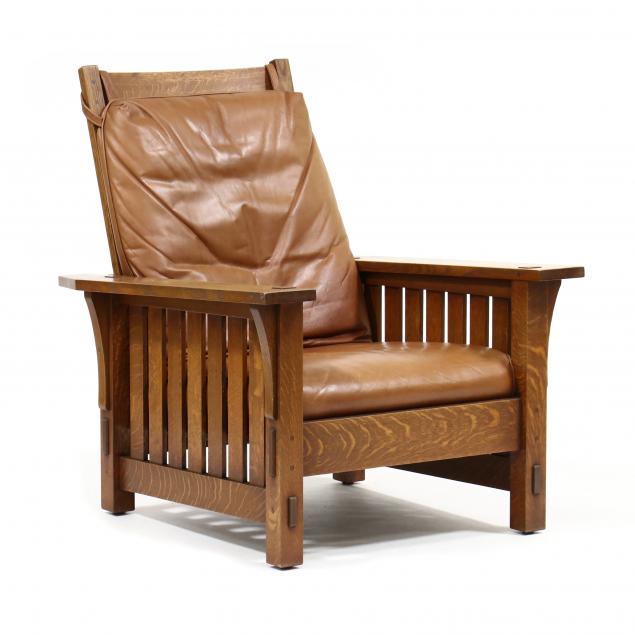 warren-hile-mission-style-oak-and-leather-morris-chair