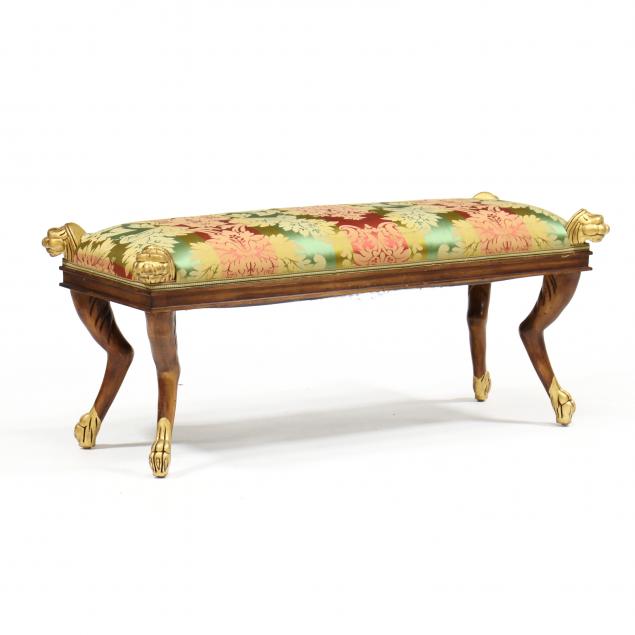 neoclassical-style-carved-and-parcel-gilt-mahogany-bench