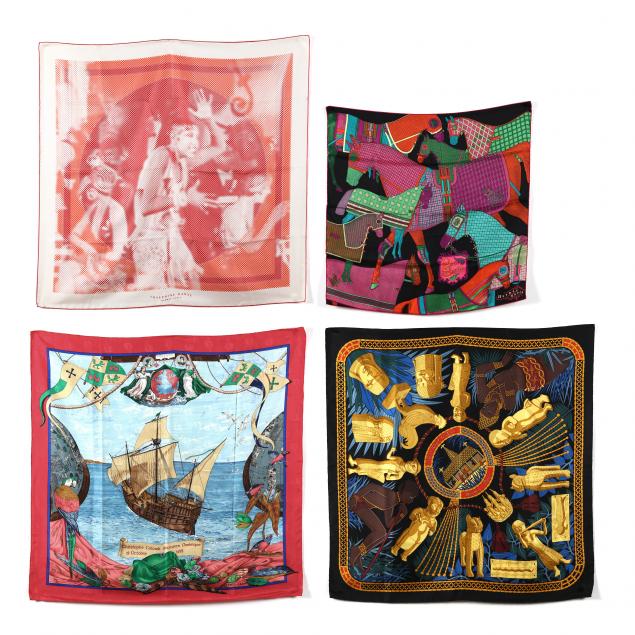 four-hermes-silk-scarves