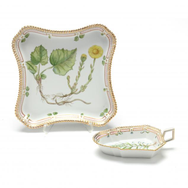 royal-copenhagen-flora-danica-dish-with-handle-and-square-dish