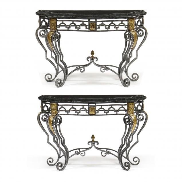 maitland-smith-pair-of-tesselated-marble-and-iron-console-tables
