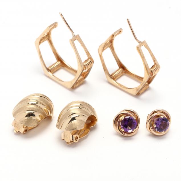 three-pairs-of-gold-earrings