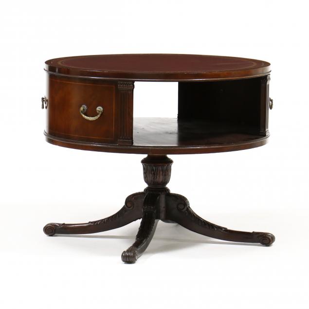 georgian-style-leather-top-mahogany-drum-table