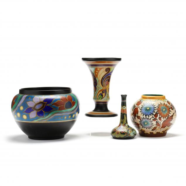 group-of-four-gouda-pottery-vases