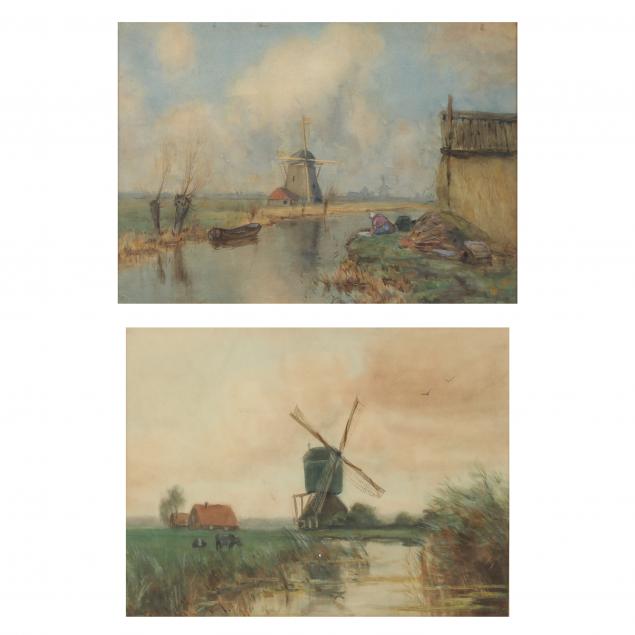 dutch-school-circa-1900-two-landscape-paintings-with-windmills