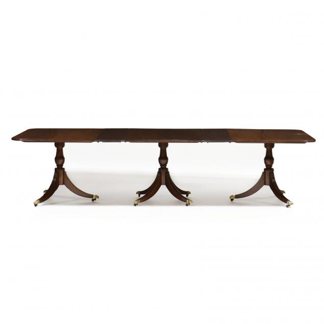 regency-style-triple-pedestal-mahogany-dining-table