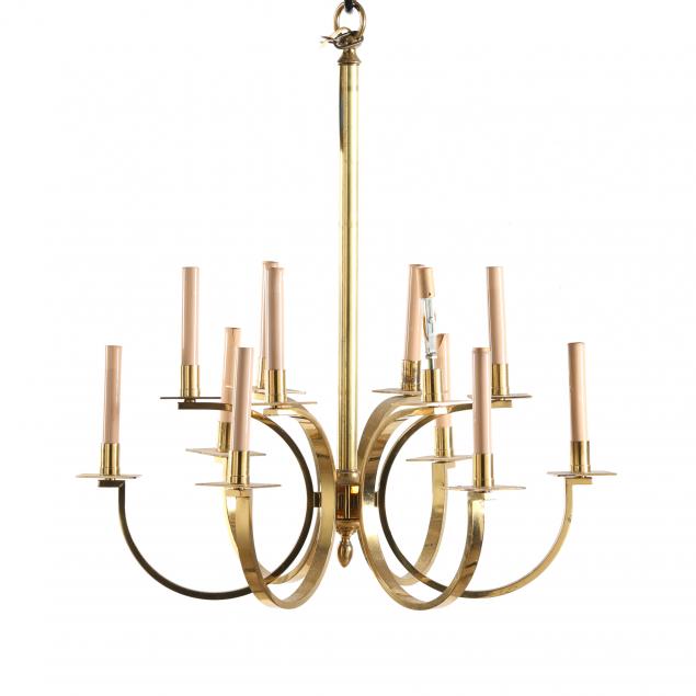 mid-century-brass-two-tiered-chandelier