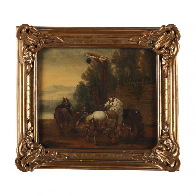 dutch-school-17th-century-a-horseman-and-horses-by-a-draw-well