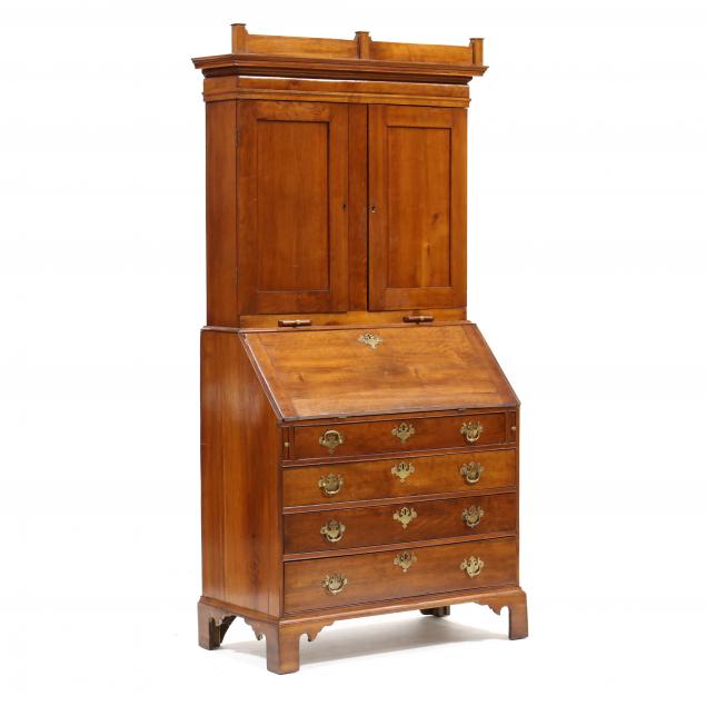 new-england-chippendale-cherry-desk-and-bookcase