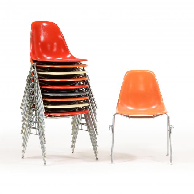 charles-and-ray-eames-mixed-group-of-ten-stacking-shell-chairs