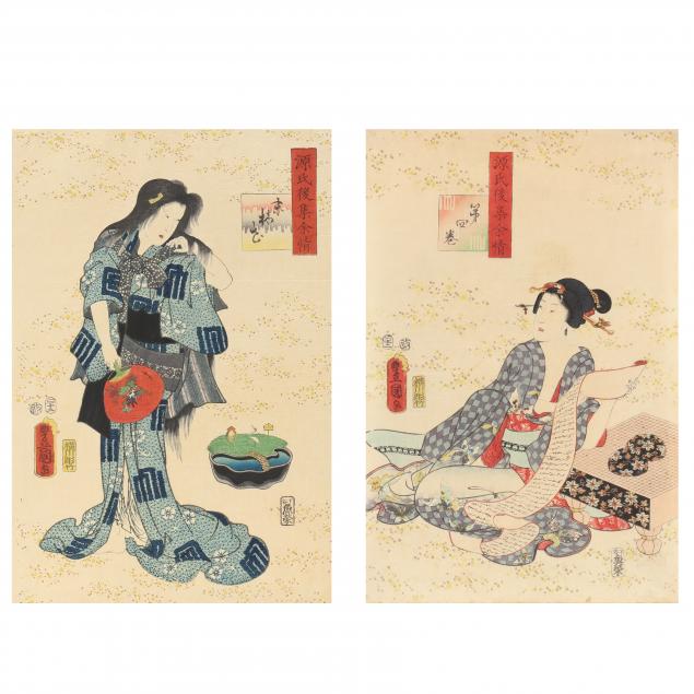 utagawa-kunisada-toyokuni-iii-japanese-1786-1864-two-woodblock-prints-from-i-genji-goju-yogo-i-series