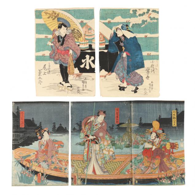 utagawa-kunisada-toyokuni-iii-japanese-1786-1864-two-sets-of-woodblock-prints