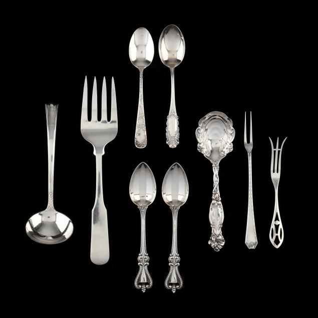 a-grouping-of-nine-american-sterling-silver-servers