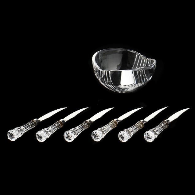 six-waterford-crystal-knives-and-a-tiffany-bowl