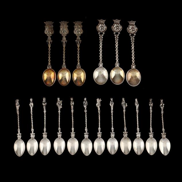 two-cased-sets-of-vintage-dutch-silver-demitasse-spoons