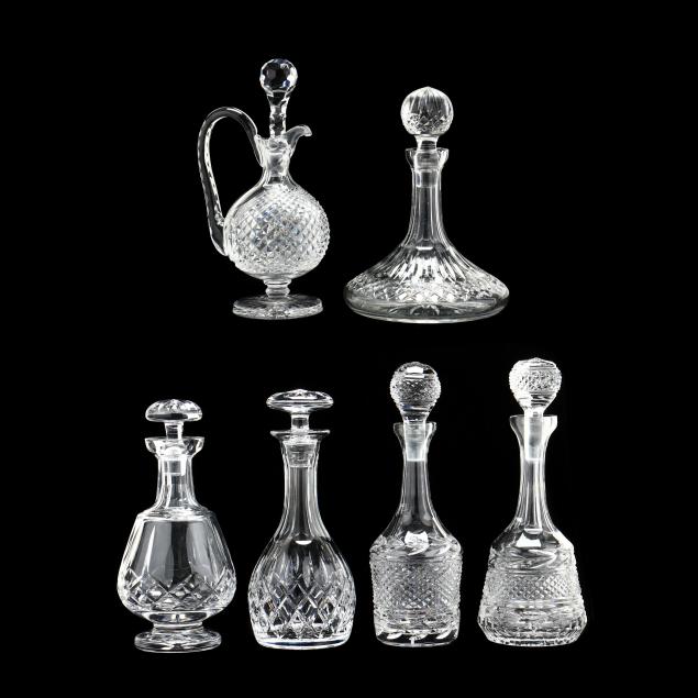 six-assorted-cut-crystal-decanters