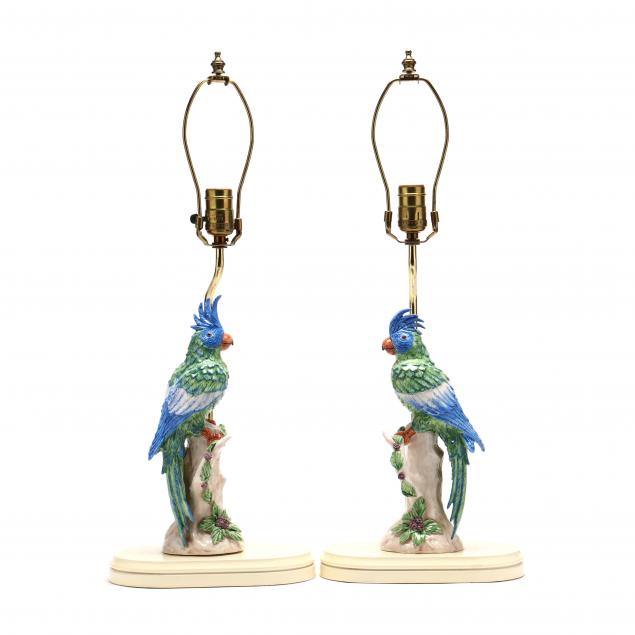 anne-vosseller-pair-of-porcelain-parrot-table-lamps