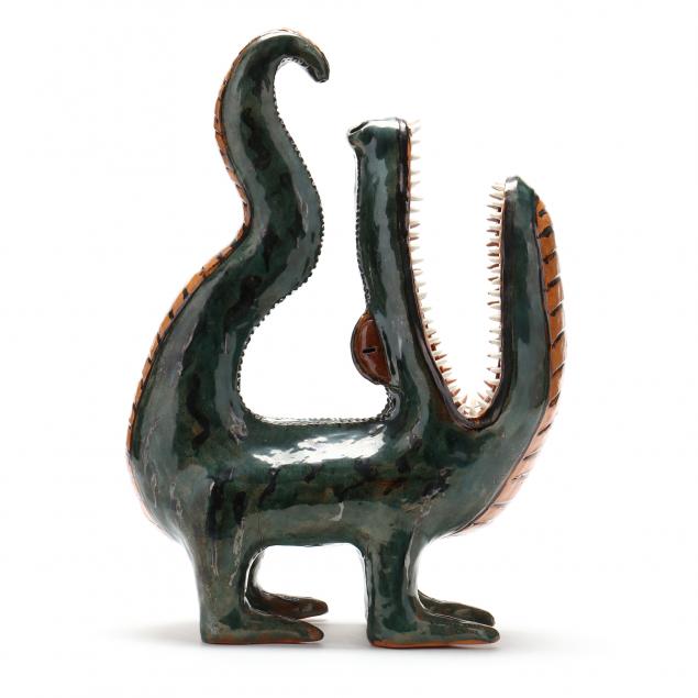 billy-ray-hussey-nc-impressive-folk-art-pottery-alligator