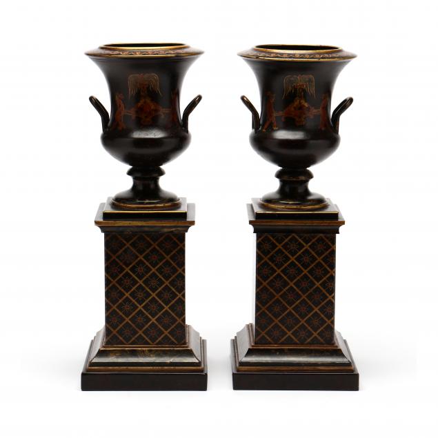 pair-of-vintage-italian-painted-and-gilt-toleware-urns