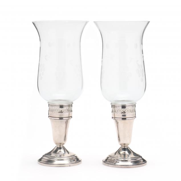 pair-of-sterling-silver-candlesticks-with-hurricane-shades