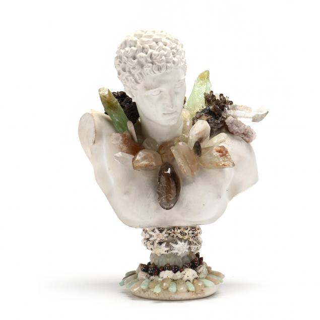 contemporary-bust-of-hermes-encrusted-with-crystals-and-shells