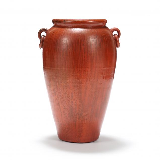 attributed-a-r-cole-pottery-nc-chrome-red-pottery-floor-vase
