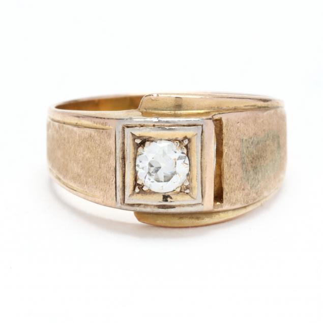 gent-s-gold-and-old-european-cut-diamond-ring
