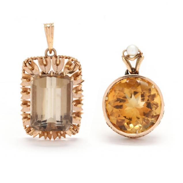 two-gold-and-quartz-pendants
