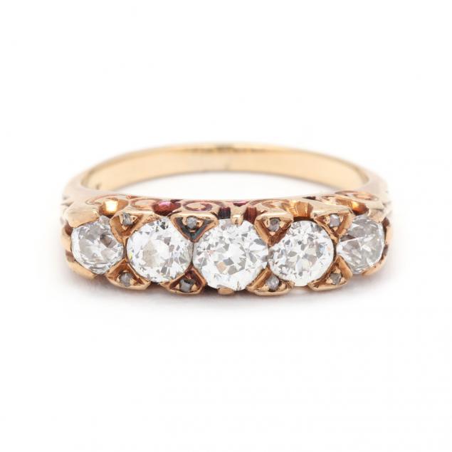 antique-gold-five-stone-diamond-ring