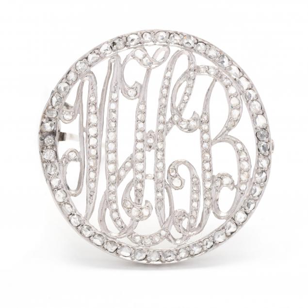antique-platinum-and-diamond-monogram-brooch