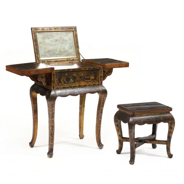 chinese-lacquered-dressing-table-and-stool