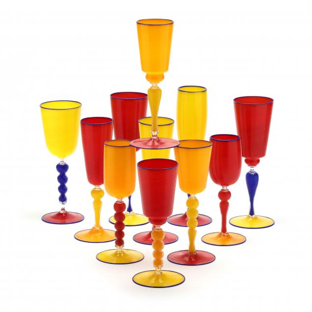 dante-marioni-american-b-1964-eleven-assorted-art-glass-goblets