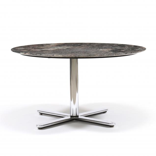 chrome-and-granite-pedestal-table