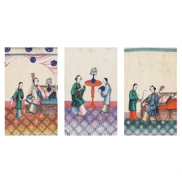 three-chinese-large-pith-paintings-of-elegant-noble-ladies