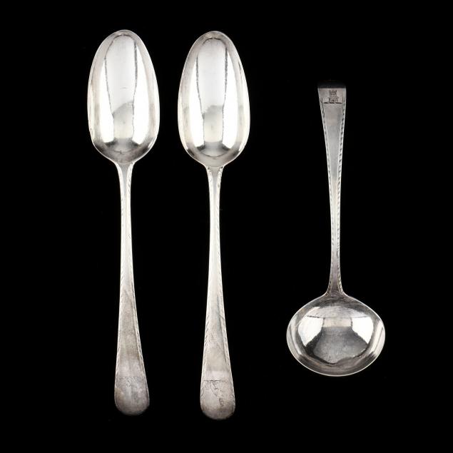 george-iii-silver-sauce-ladle-and-pair-of-dessert-spoons-marks-of-hester-bateman