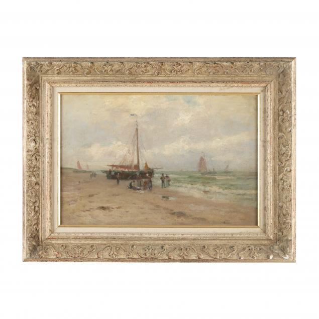 jesse-leach-france-american-1862-1926-coastal-scene-with-ships-and-figures