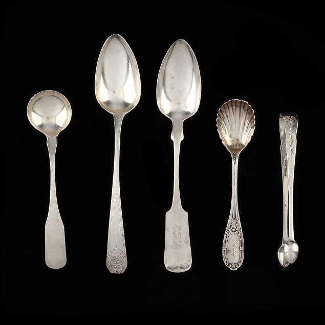 four-american-coin-silver-spoons-a-pair-of-sugar-tongs