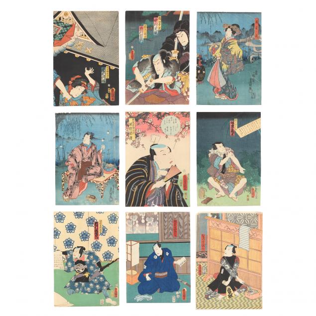 utagawa-kunisada-toyokuni-iii-japanese-1786-1864-collection-of-nine-woodblock-prints