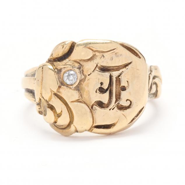 gent-s-vintage-gold-and-diamond-ring