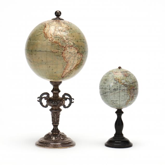 two-antique-parisian-miniature-terrestrial-globes-including-j-lebegue-cie